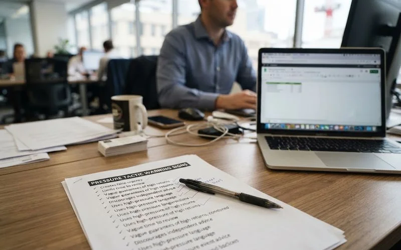 A stopwatch next to a stack of loan documents, symbolising pressure to decide quickly